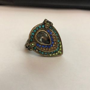 PARK LANE Vintage “Peacock” Ring size 7 one small stone missing